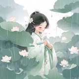 倚栏听雨