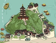 杭州旅游手绘地图